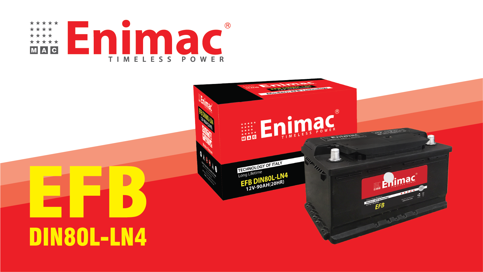 Thumbnail Ắc quy Enimac EFB DIN80L – LN4, đáp ứng yêu cầu khắt khe của các hãng xe